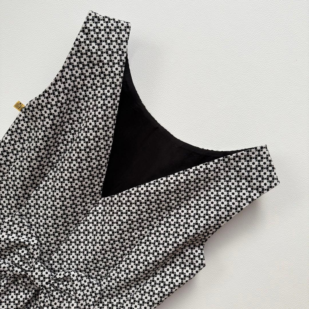 美品✨ルネ　リボンブローチ付き　カメリア総柄ワンピースドレス　クリーニング済　M