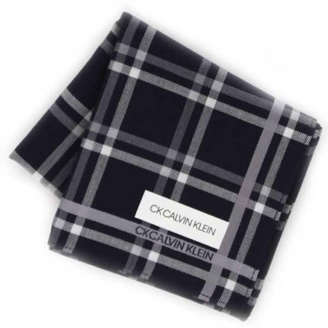 CK   ネイビー チェックハンカチ