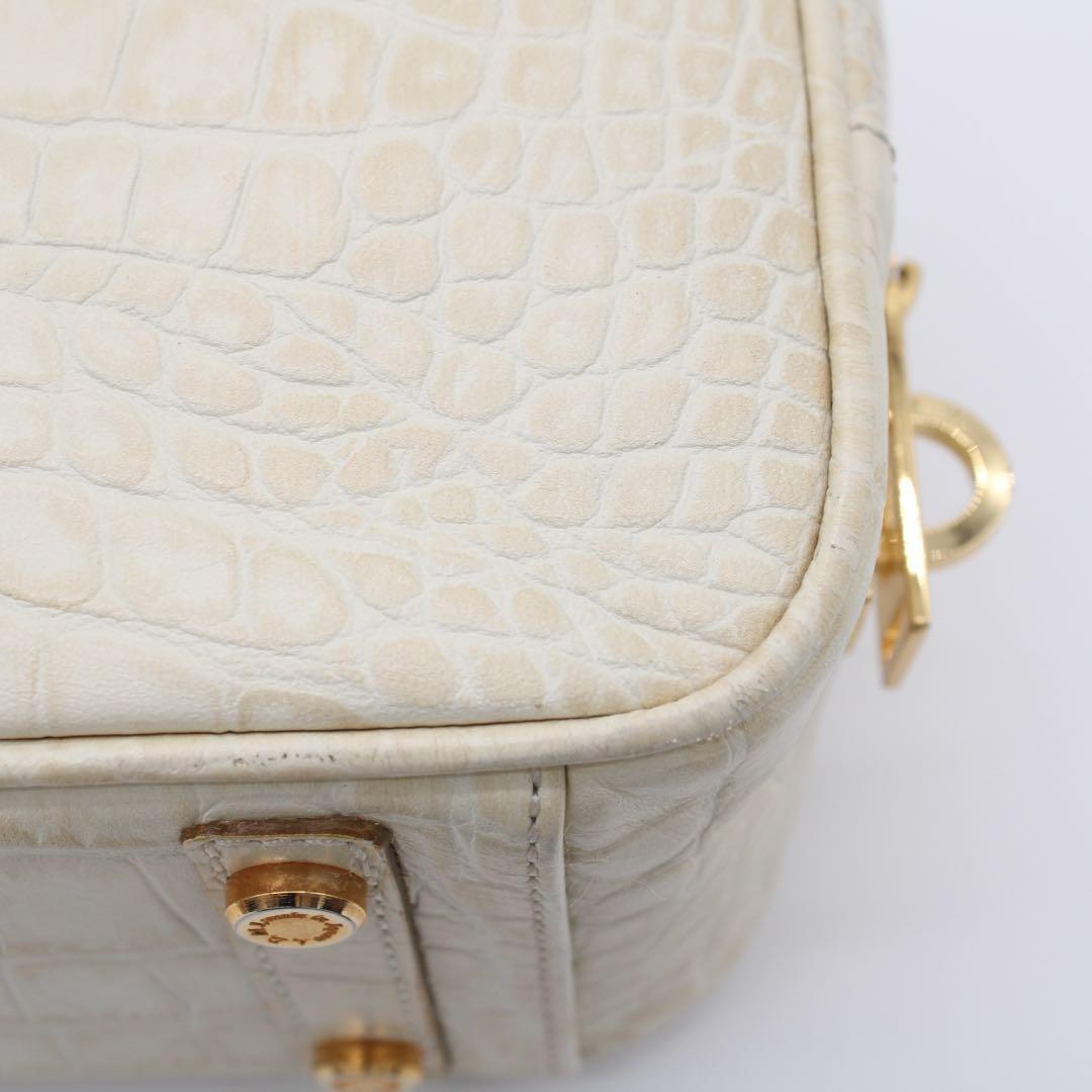 【美品】ADMJ クロコ型押し ミニボストンバッグ ハンドバッグ 2way