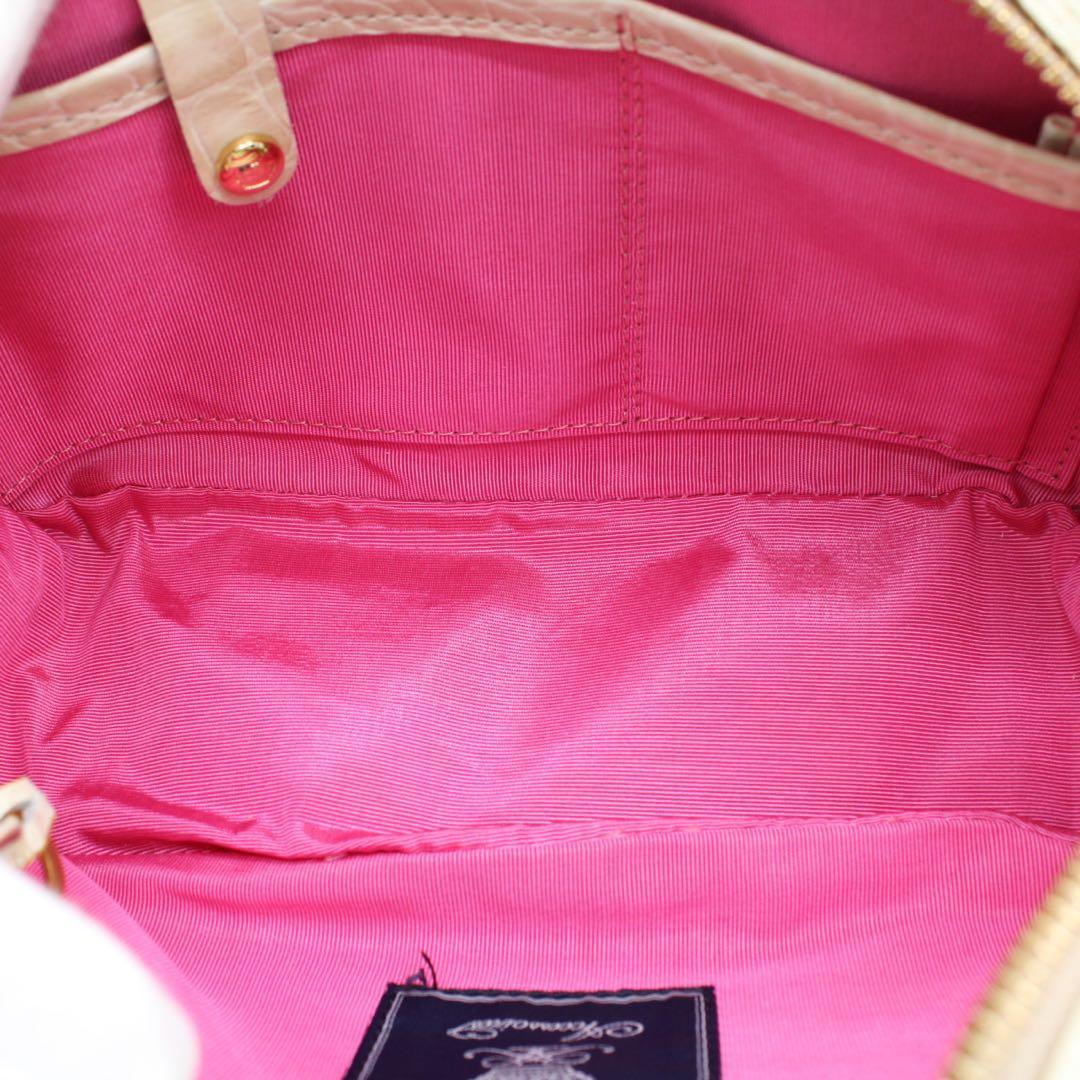 【美品】ADMJ クロコ型押し ミニボストンバッグ ハンドバッグ 2way