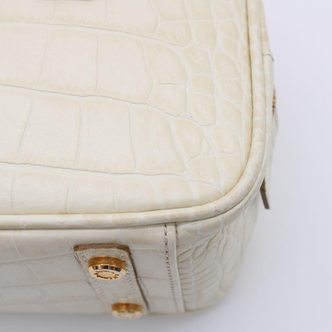 【美品】ADMJ クロコ型押し ミニボストンバッグ ハンドバッグ 2way