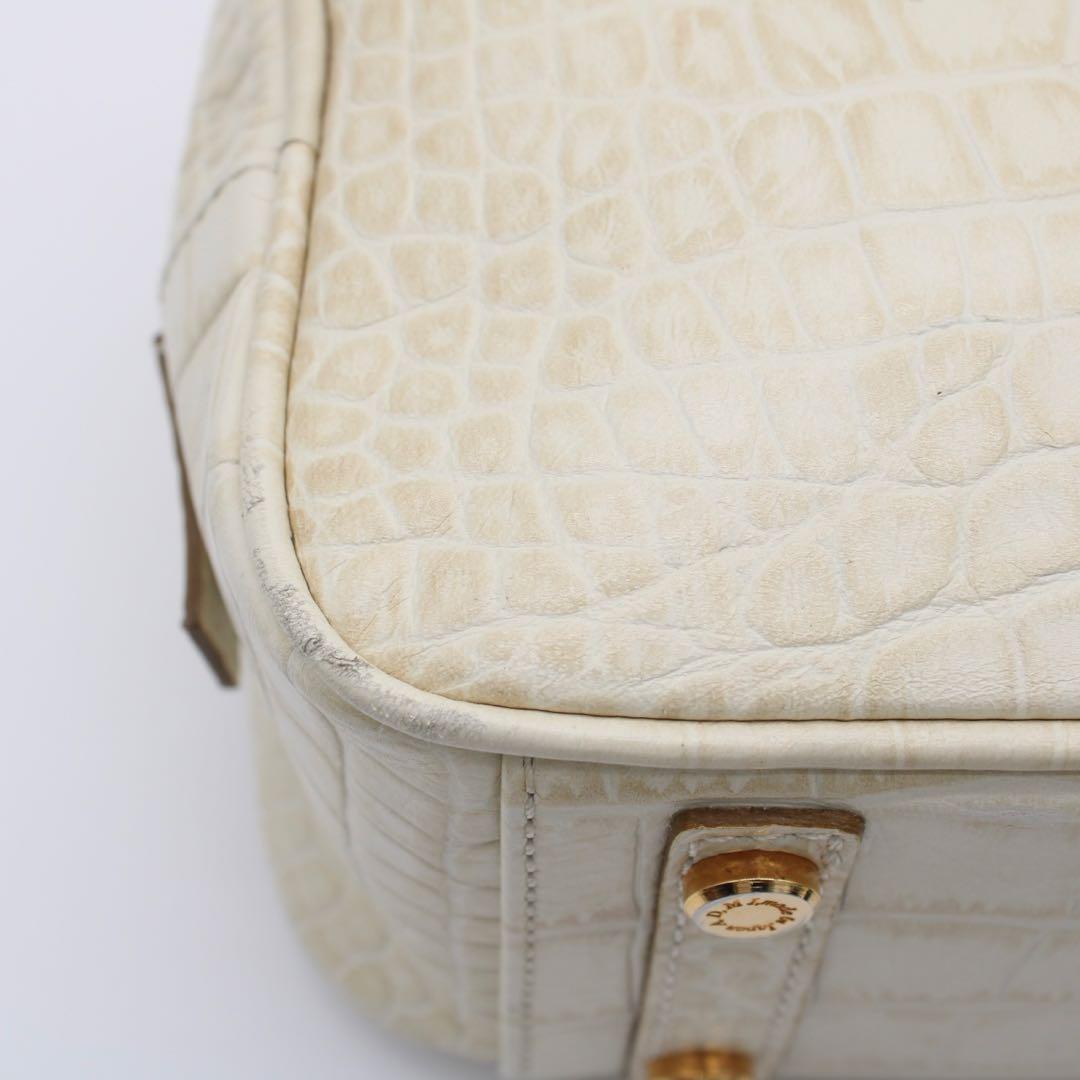 【美品】ADMJ クロコ型押し ミニボストンバッグ ハンドバッグ 2way