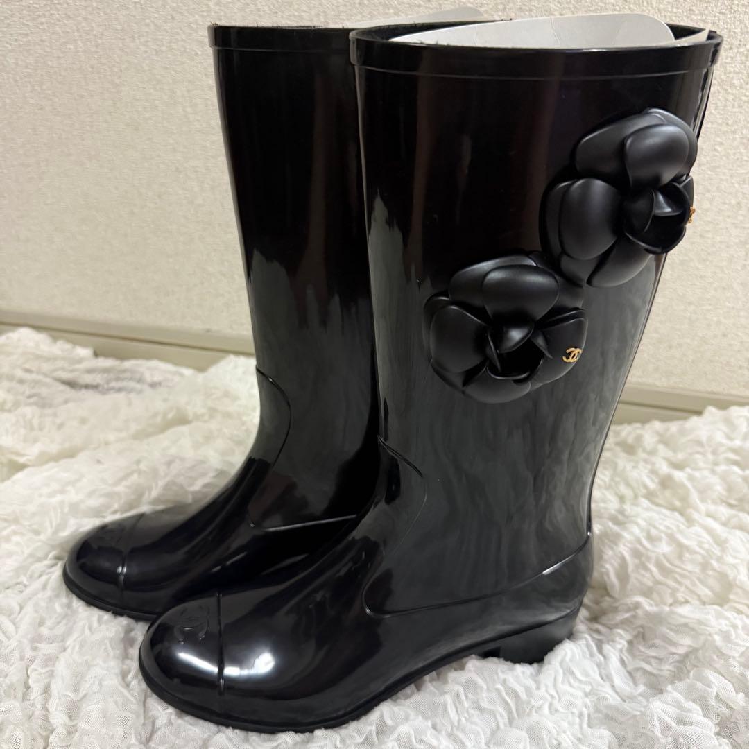 シャネル 長靴 カメリア レインブーツ 39