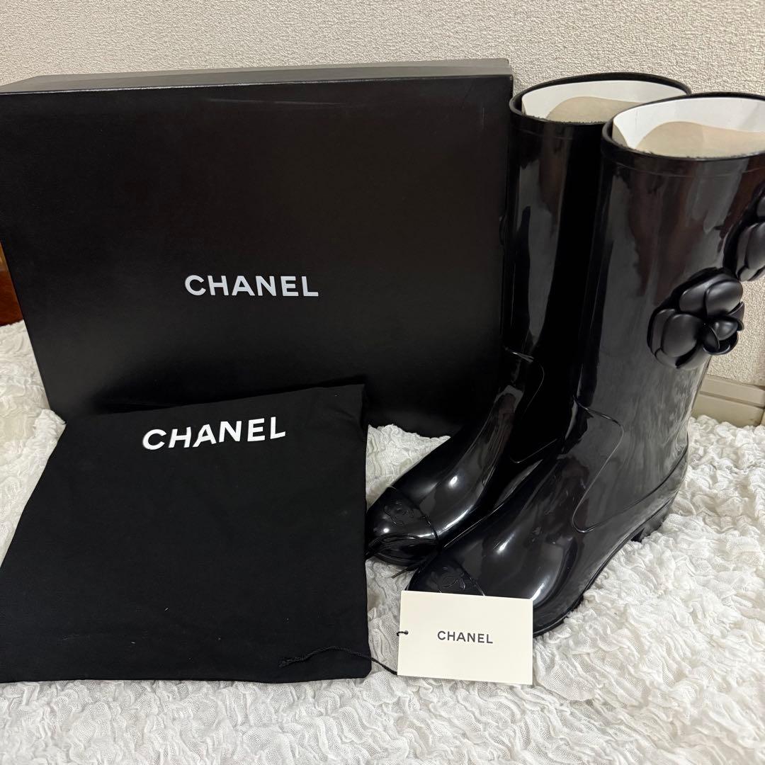 シャネル 長靴 カメリア レインブーツ 39