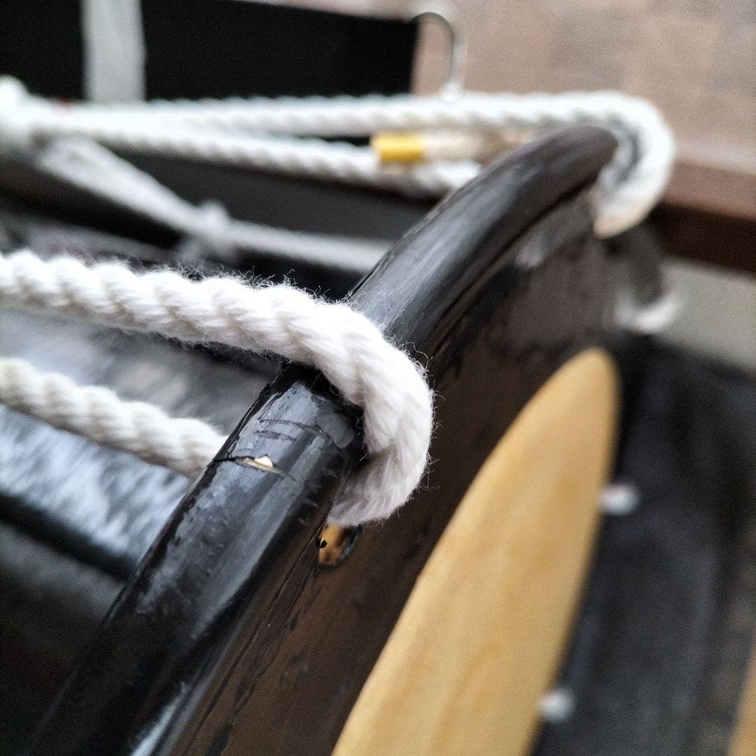 担ぎ太鼓 1.2尺　締太鼓　和太鼓 　天然皮革　ストラップ付き中古品⑦