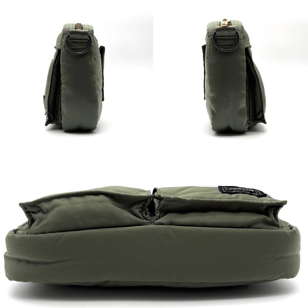 未使用に近い ポーター タンカー ミニ ショルダーバッグ ロゴ セージグリーン