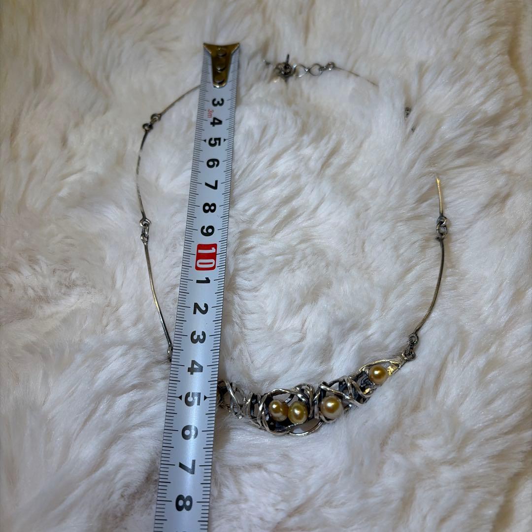 【作家物】BéBé工房 シルバー＆パール チョーカーネックレス 今村学 べべ