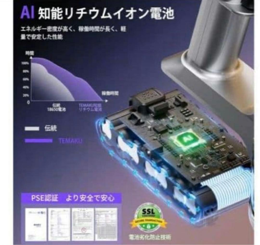 新品‼️コードレス掃除機2025最新モデル65Kpa強力吸引LED液晶 PSE