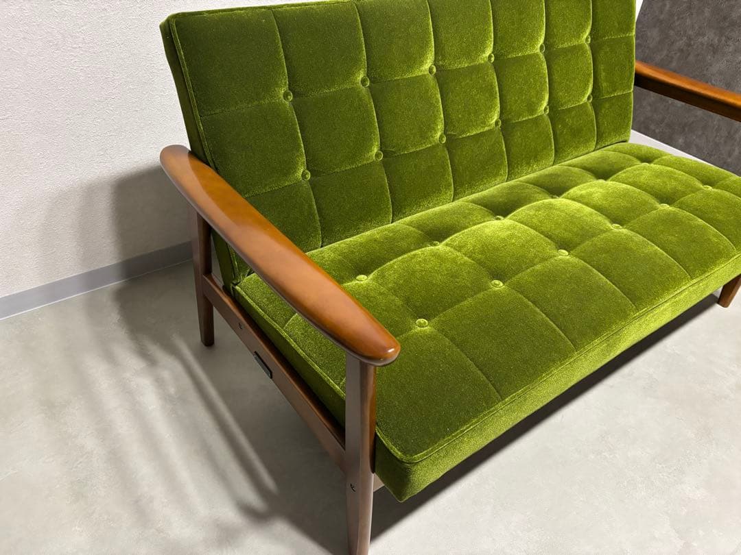 【美品・送料込み】カリモク60 Kチェア モケットグリーン 2シーター