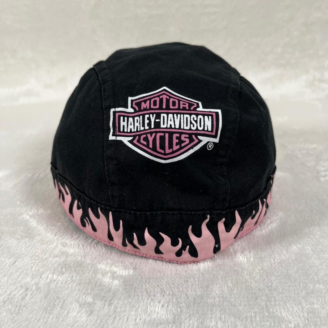 レア ハーレーダビッドソン ビンテージ スカルキャップ ドゥーラグ ブラック
