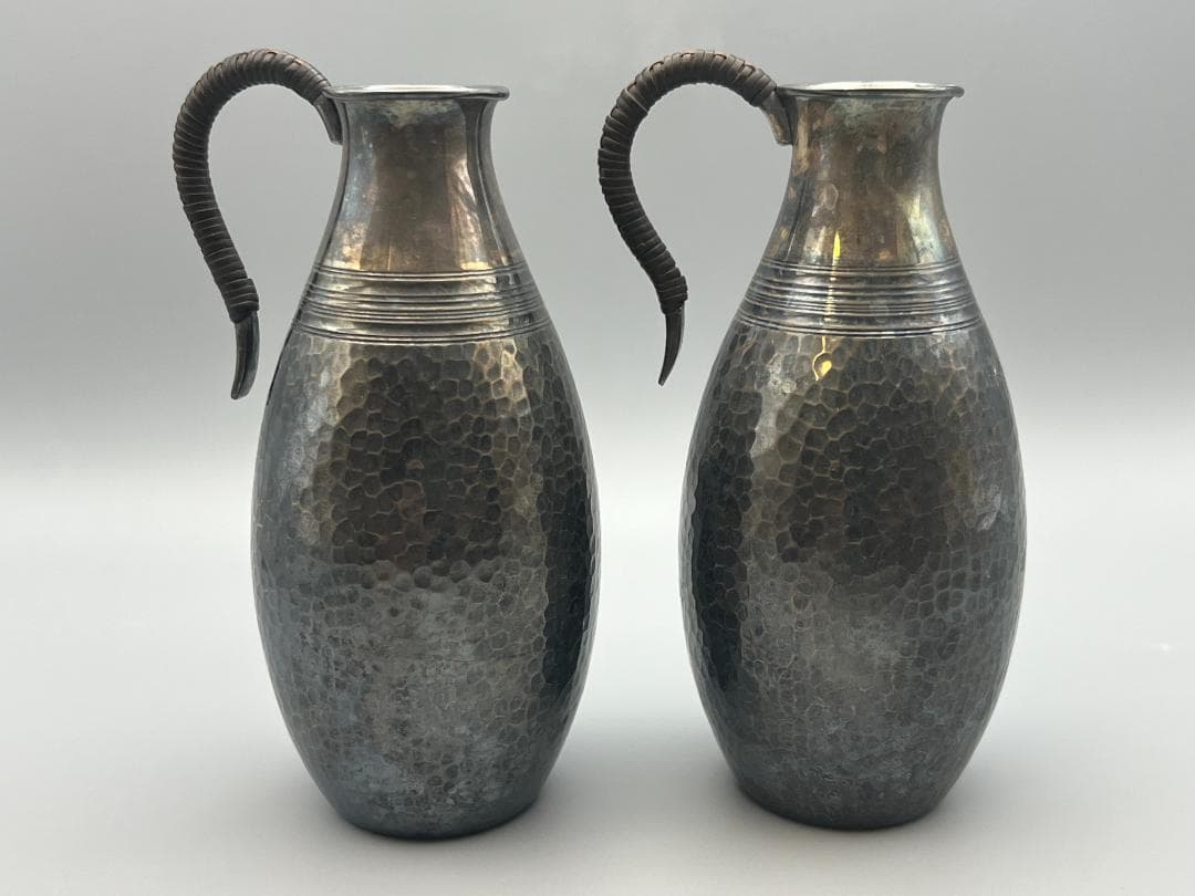 【海】山崎謹製　酒器セット　純銀製　徳利＆お猪口(ぐい呑)　総重量約284.5ｇ