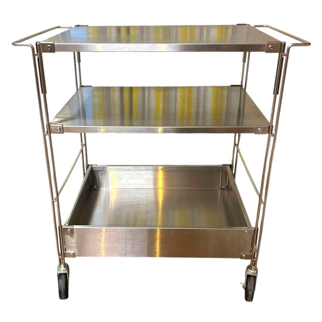 無印良品 ステンレスユニットシェルフ ワゴンセット キャスター付き 3段