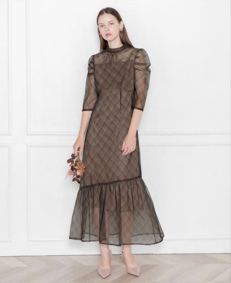 Leja チェック柄フリルドレス