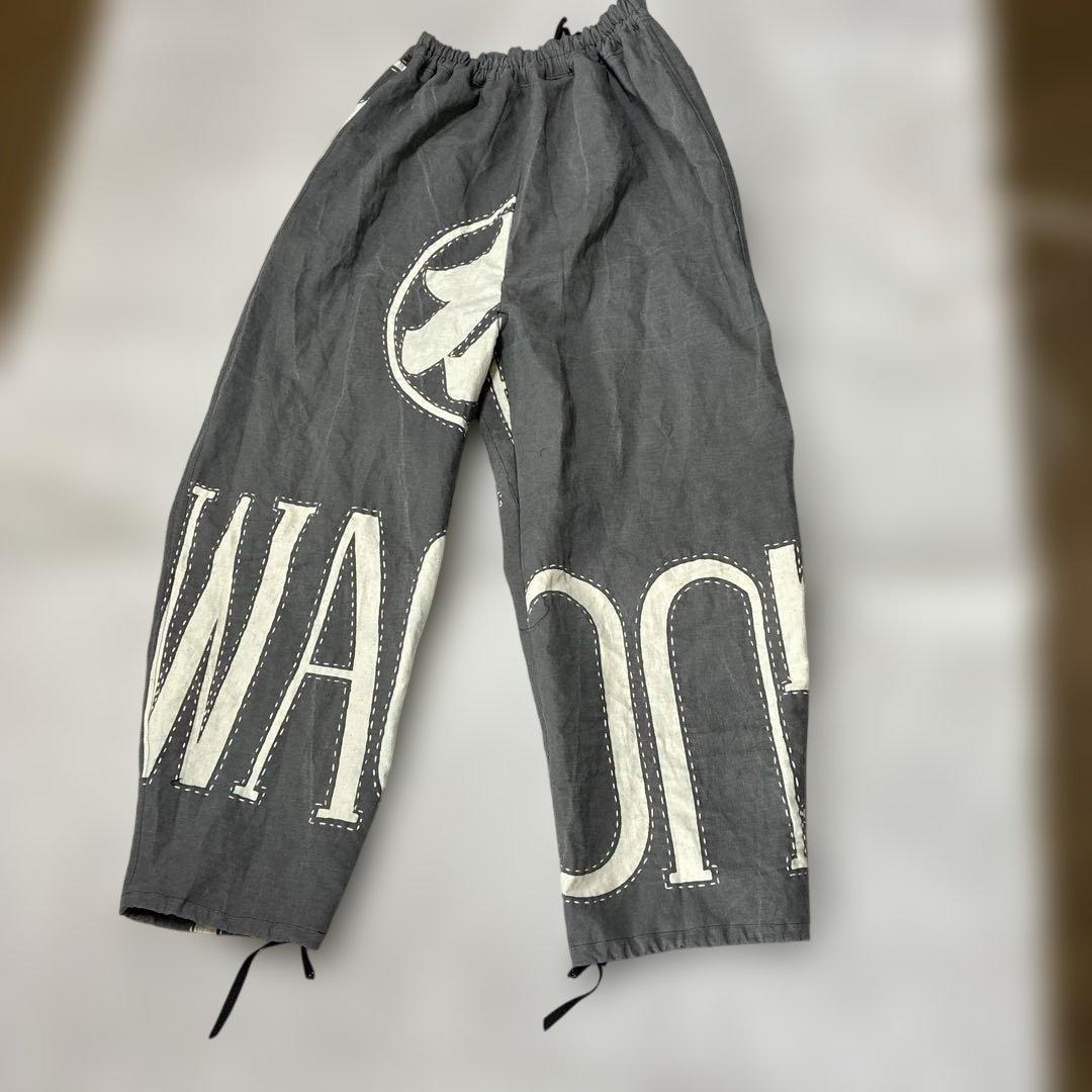 印半纏／ゆったりパンツ／お洒落モンペ/新品半纏／グレー