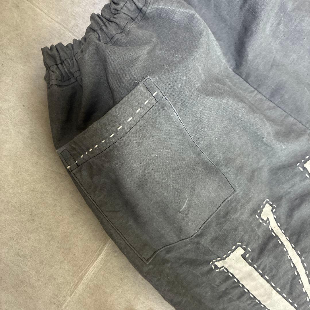 印半纏／ゆったりパンツ／お洒落モンペ/新品半纏／グレー