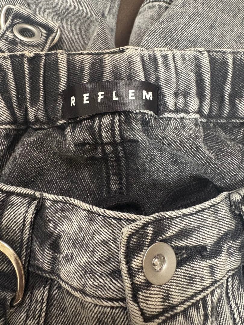 【美品】レフレム　クロスパッチ　ワイド　デニムパンツ　カーゴパンツ　フリーサイズ