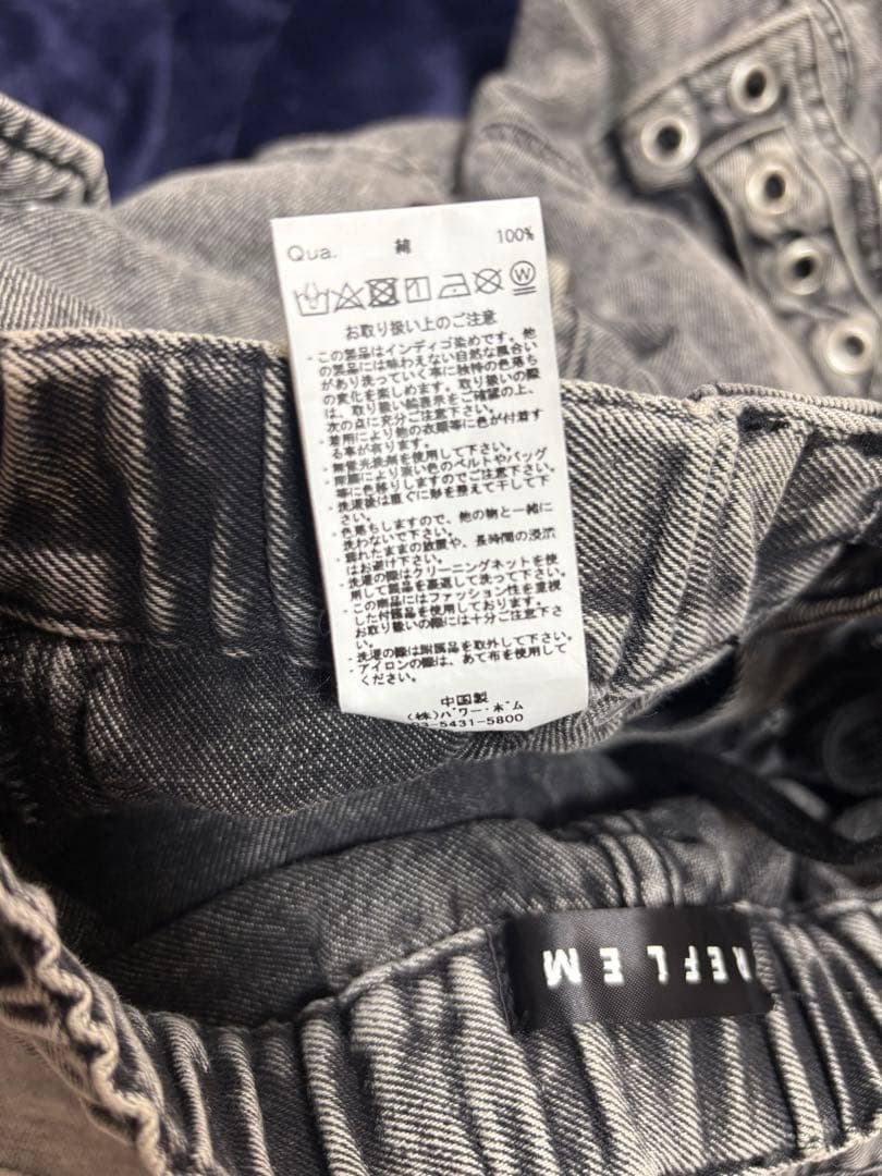 【美品】レフレム　クロスパッチ　ワイド　デニムパンツ　カーゴパンツ　フリーサイズ