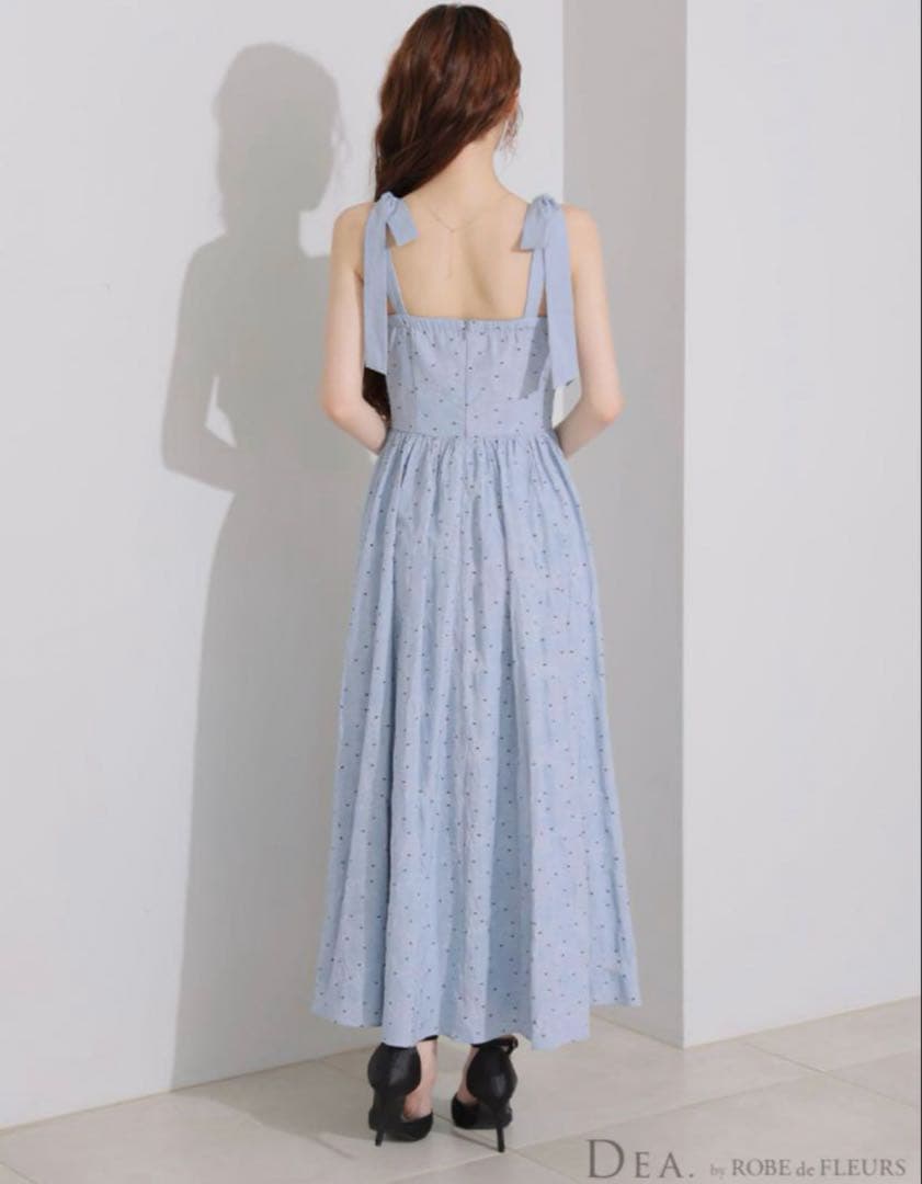 ローブドフルール DEA ショルダーリボンドレス ブルー M