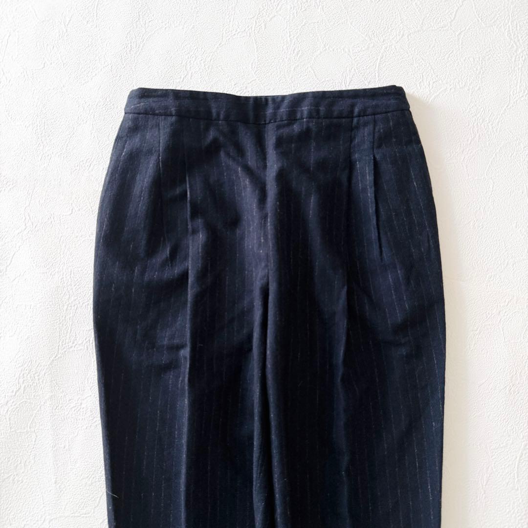 2766Z 美品 メゾンマルジェラ ウールフランネルボリュームパンツ 紺