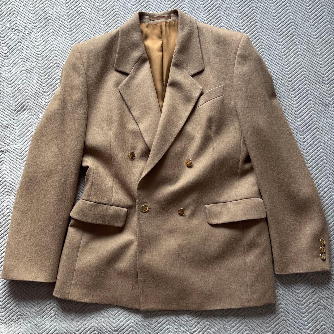 豚桜テーラードXL ダブルブレスト　ホースロゴ　ベージュ