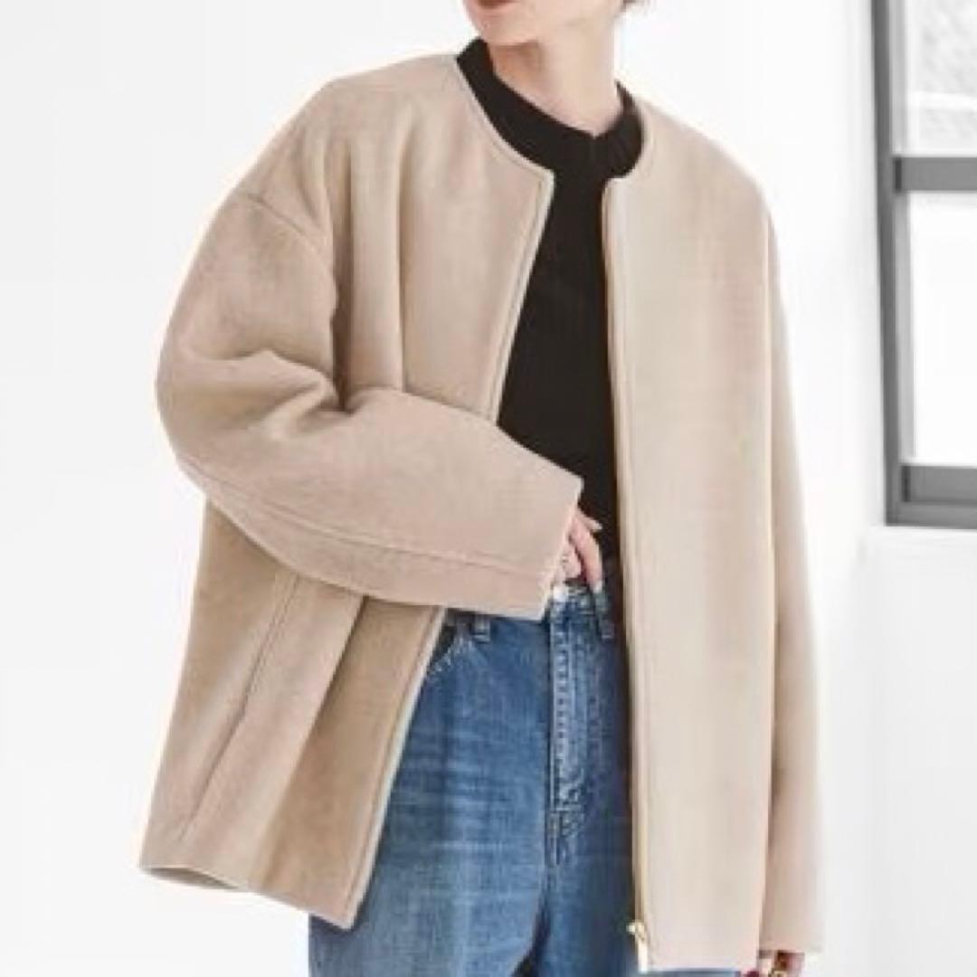 ノーブル MTRカラーレスジップショートコート カシミヤ ベージュ