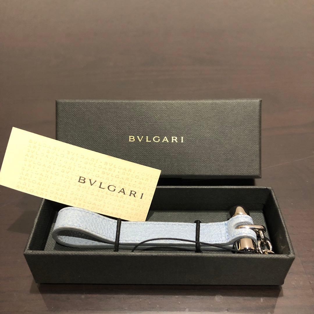 BVLGARI ストラップ　レザー　ライトブルー　新品　タグ