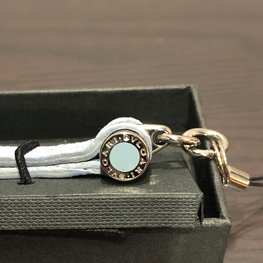 BVLGARI ストラップ　レザー　ライトブルー　新品　タグ