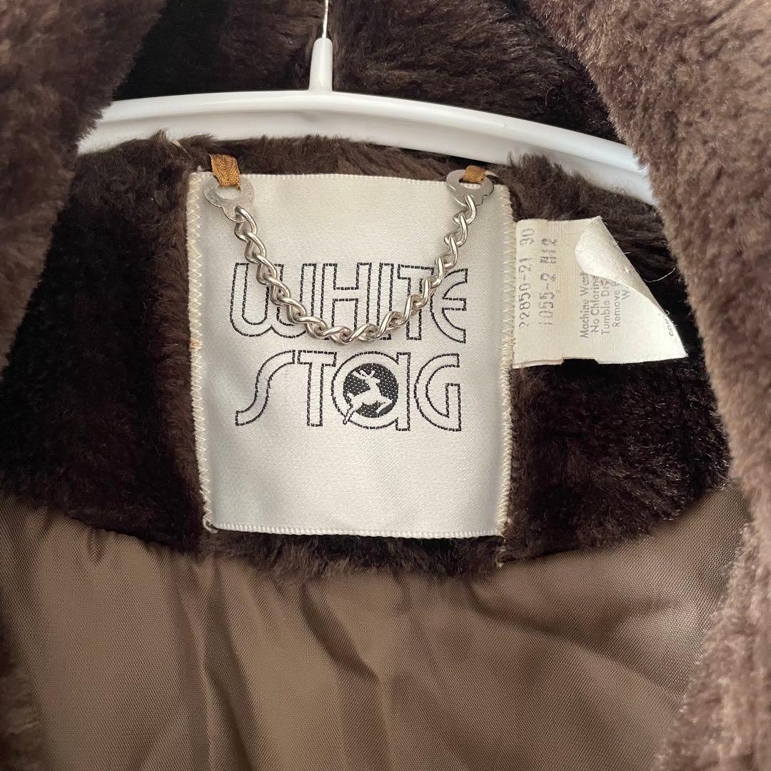 WHITE STAG ダークブラウン ファーコート ビンテージ ダブルブレスト