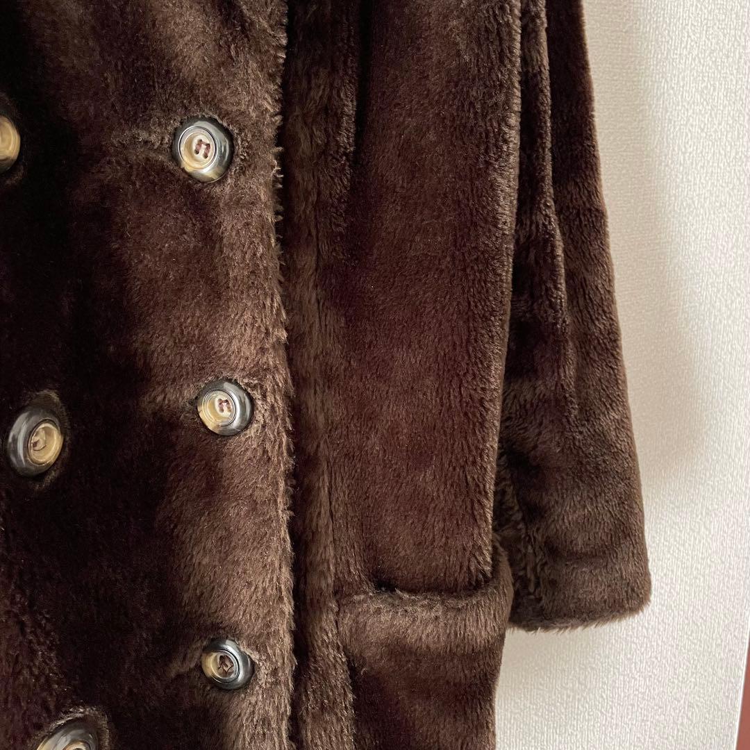 WHITE STAG ダークブラウン ファーコート ビンテージ ダブルブレスト