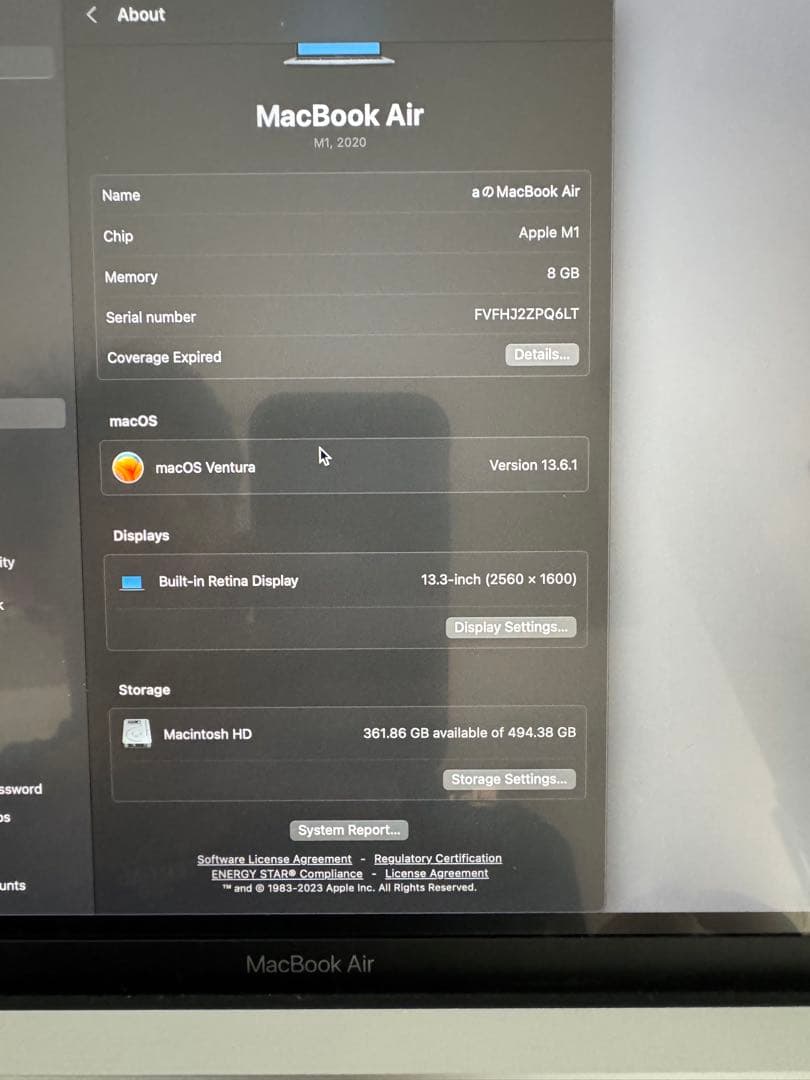 Apple [M1搭載] Macbook Air 13” (2020)