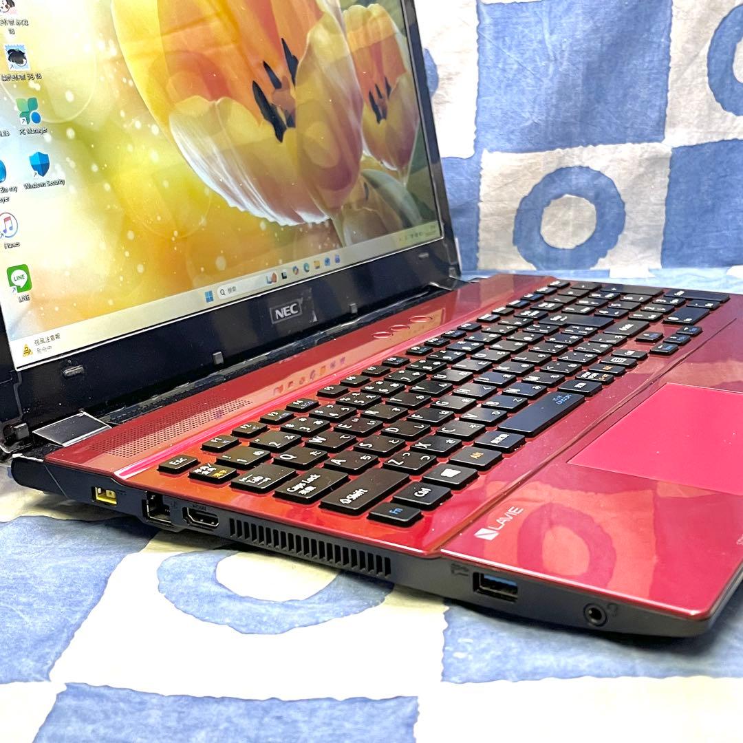 爆速SSD512&メモリ12☆i7☆大人気赤PC♪ブルーレイ&カメラ！Win11