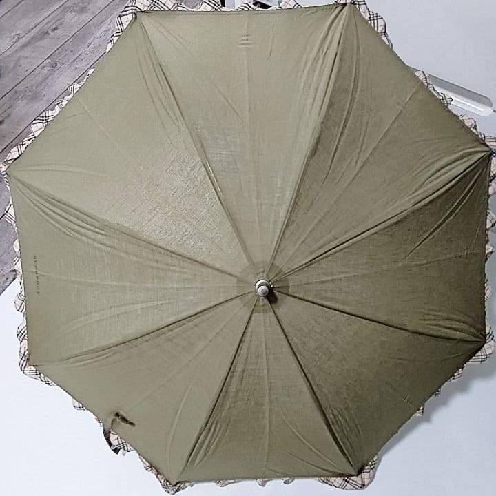 未使用級　バーバリー　長傘　晴雨兼用　日傘　ロゴ　ノバチェック　グリーン