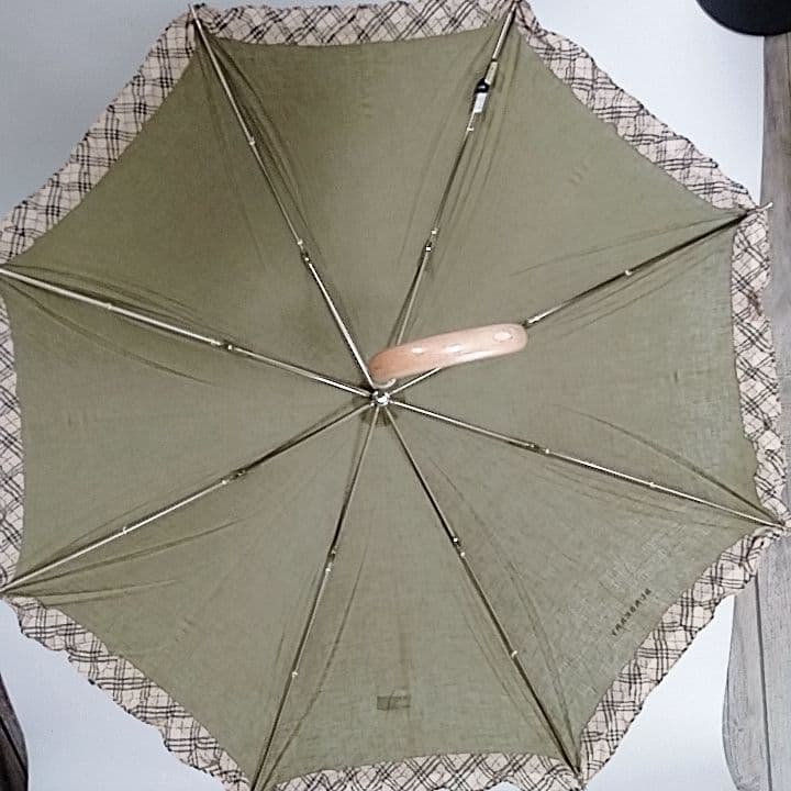 未使用級　バーバリー　長傘　晴雨兼用　日傘　ロゴ　ノバチェック　グリーン
