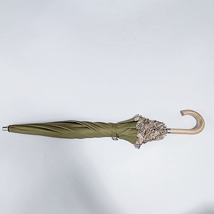 未使用級　バーバリー　長傘　晴雨兼用　日傘　ロゴ　ノバチェック　グリーン