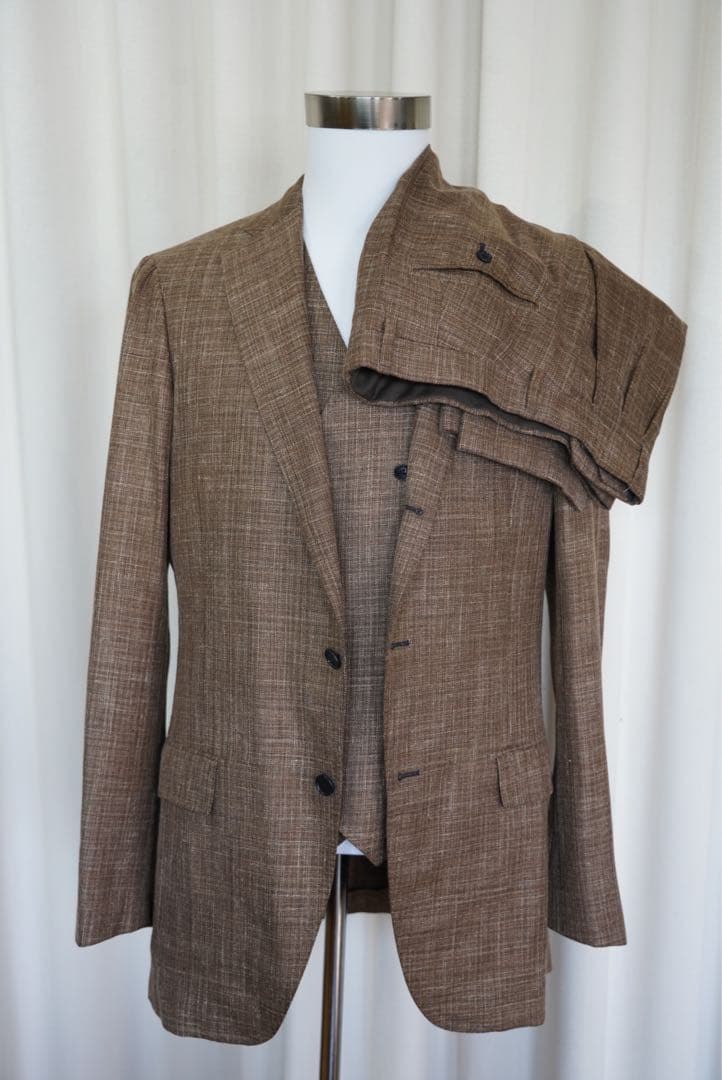 ロロピアーナ　3ピーススーツ　ブラウン　サマータイム