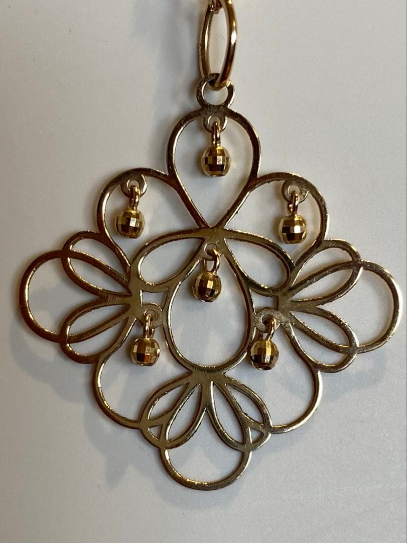 qvc 【未使用】10金　透かし　リバーシブル　ペンダントトップ