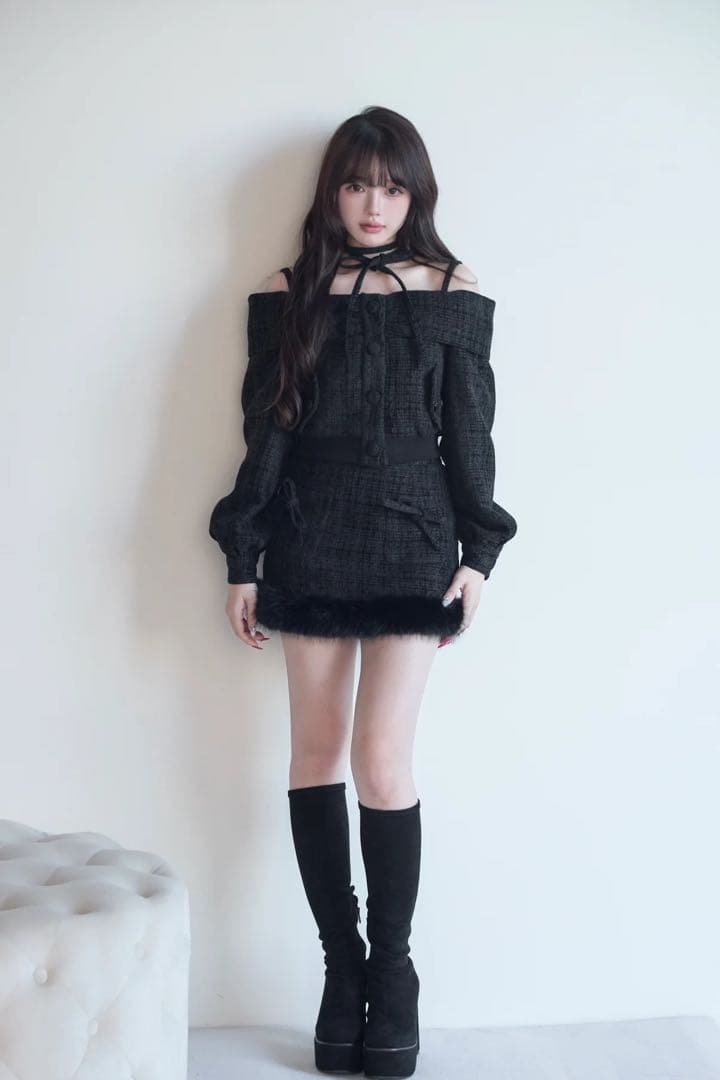 BunnyLis ツイードオフショルジャケットセット