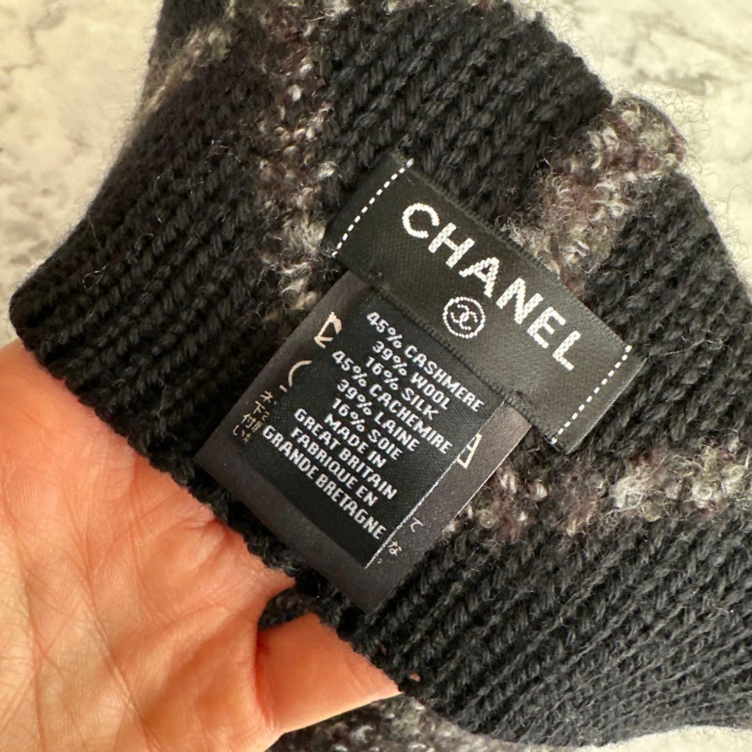 CHANEL カシミア ニット帽 ロゴ刺繍