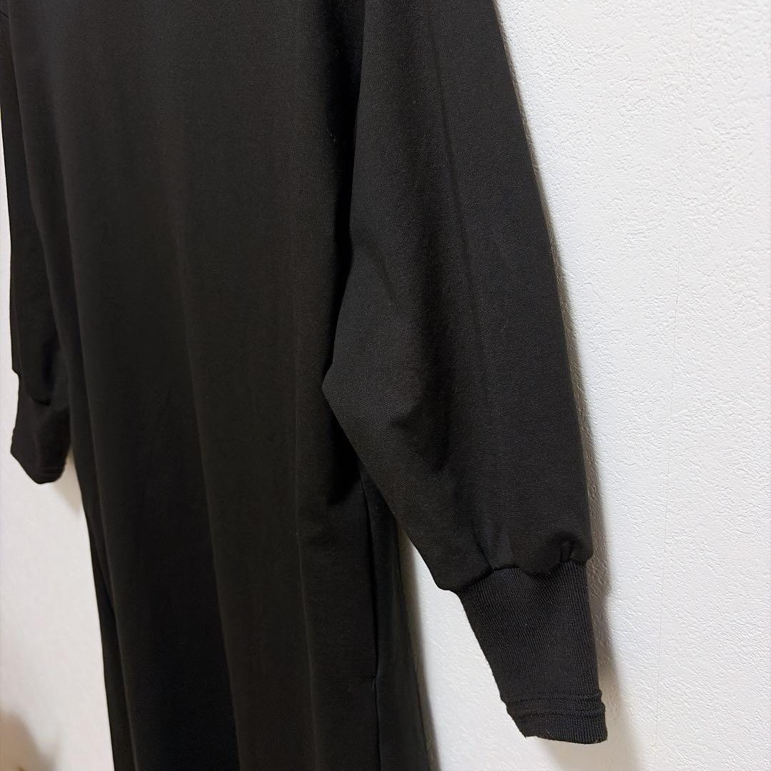 北欧暮らしの道具店「気軽に着られて、きれい見え」　ポンチ素材 ワンピース　黒　M