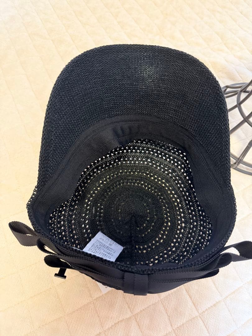 みたらし☆LANVIN ブラック 手編み風サーモキャップ　日本製　ブラック