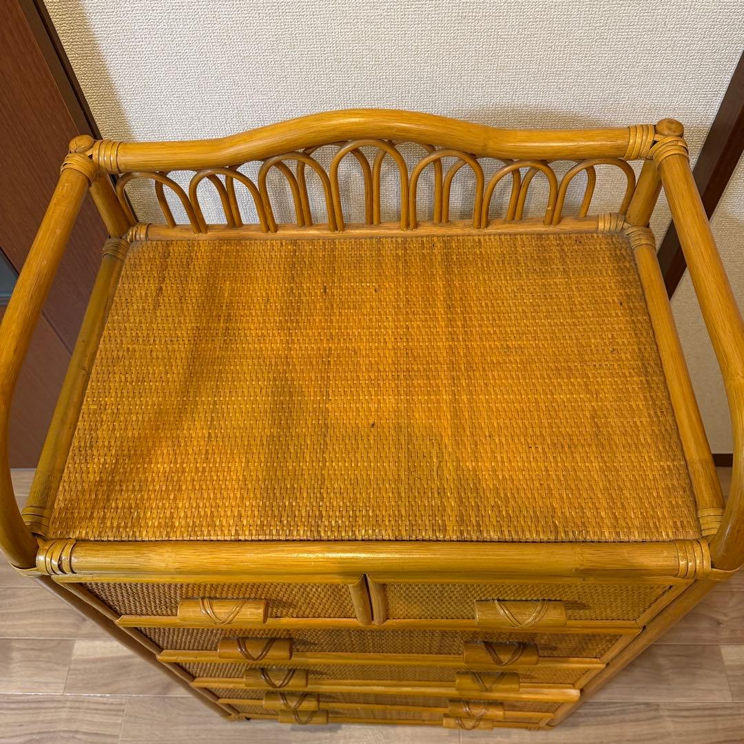 籐　ラタン　チェスト 5段 引き出し6杯 幅60cm 収納家具　ニトリ