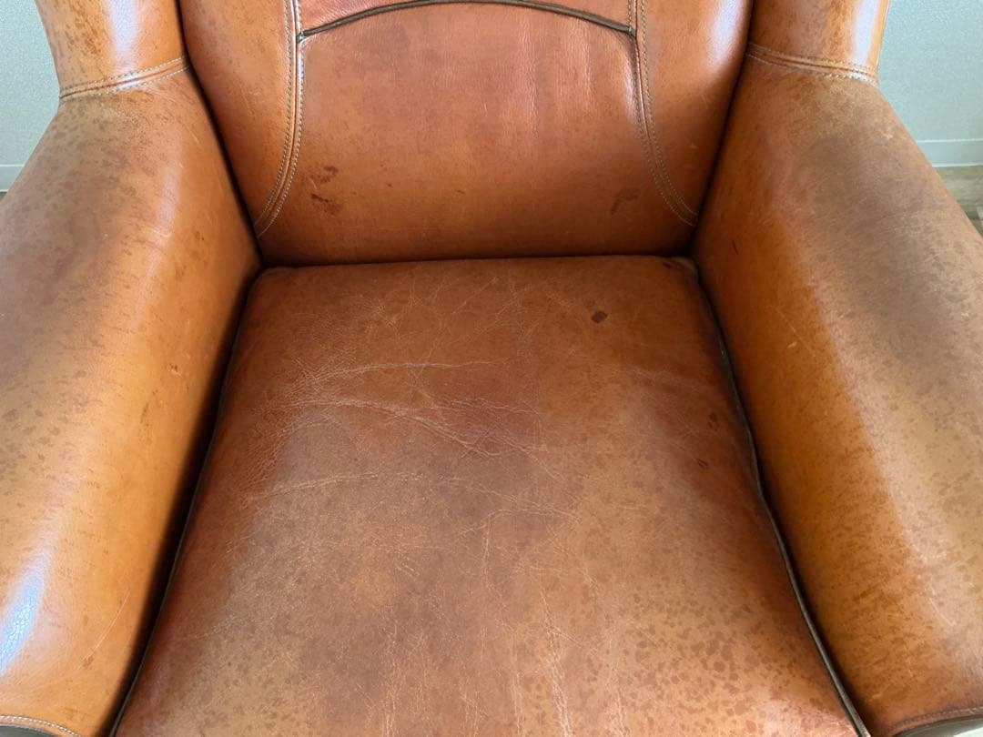 アンティーク家具 1人掛けソファ デンマーク製 本革 ハイバック