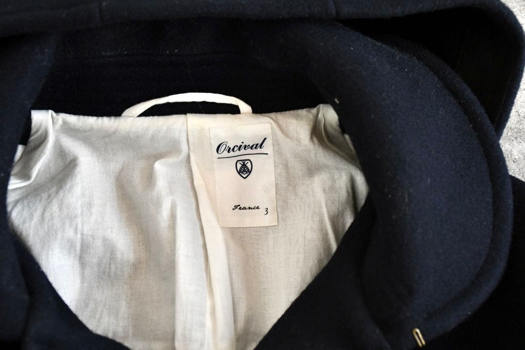 Orcival 3 フードコート　P ダッフルコート　ネイビー　メルトン