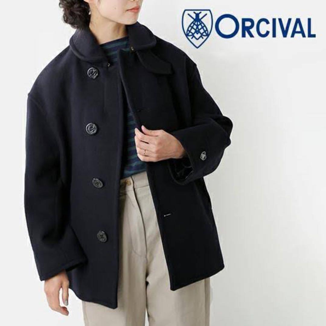 Orcival 3 フードコート　P ダッフルコート　ネイビー　メルトン
