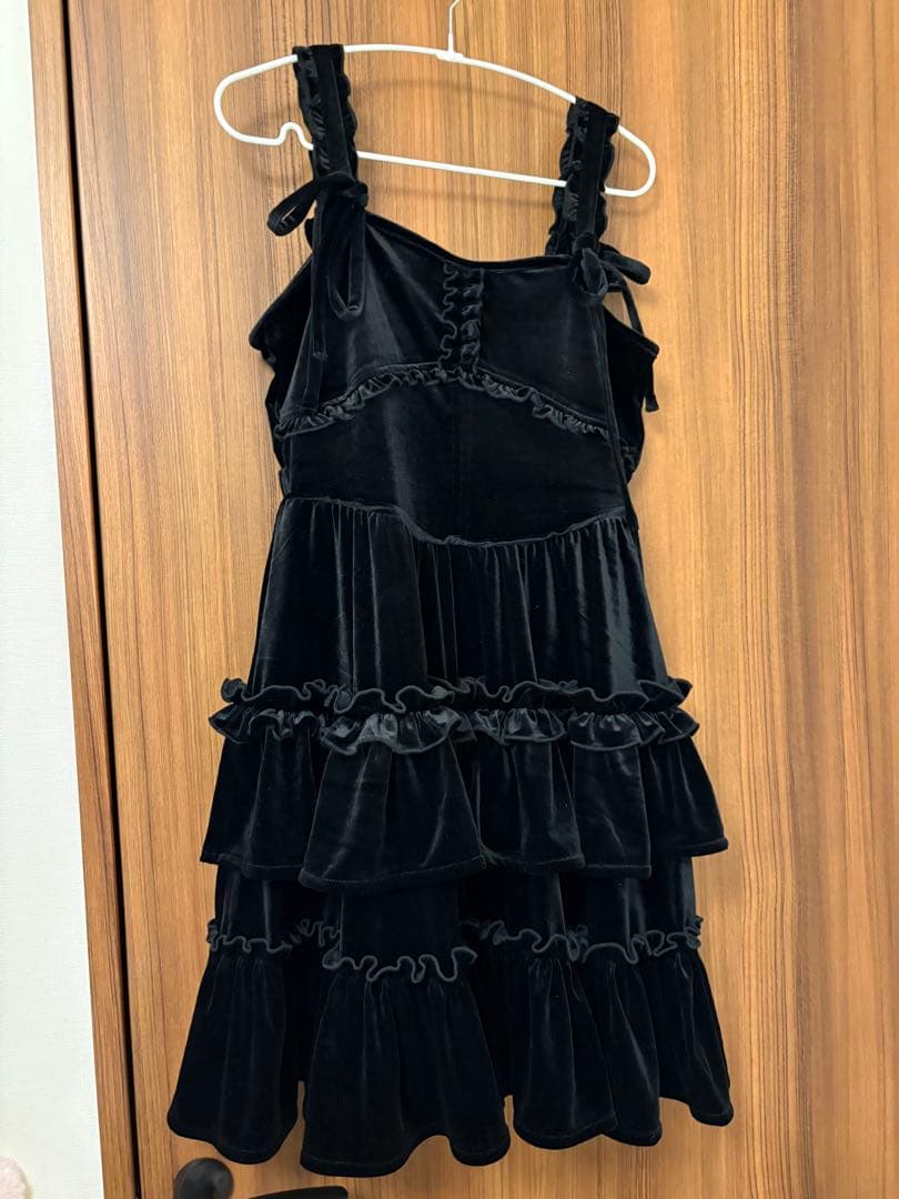 merryjenny コルセットベロアミニワンピース ブラック