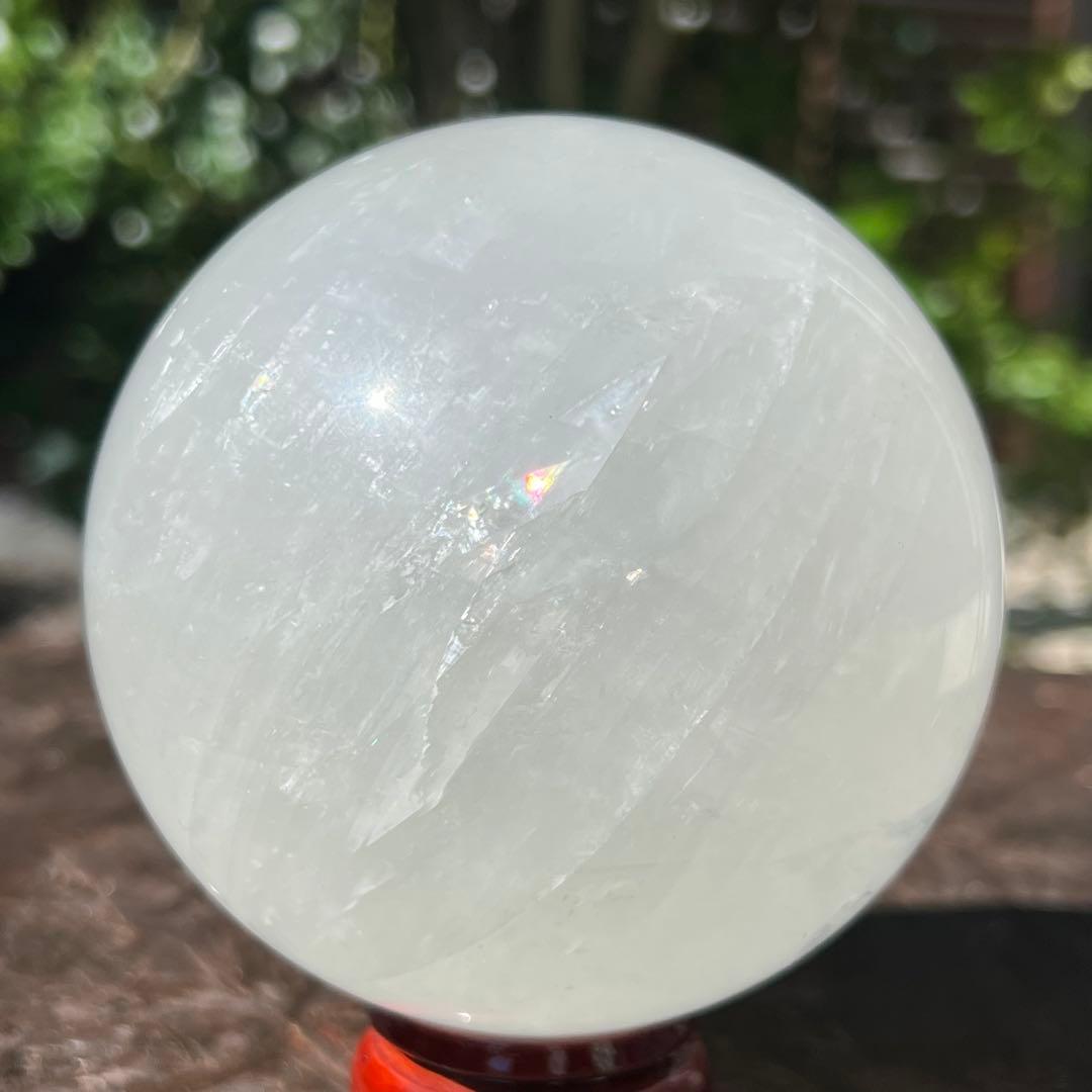 ✳️超美白大宝珠✨美しいレインボー✨極上 ホワイトカルサイト 丸玉 天然石 他1点