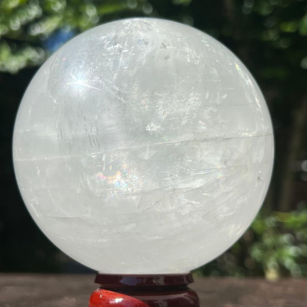 ✳️超美白大宝珠✨美しいレインボー✨極上 ホワイトカルサイト 丸玉 天然石 他1点