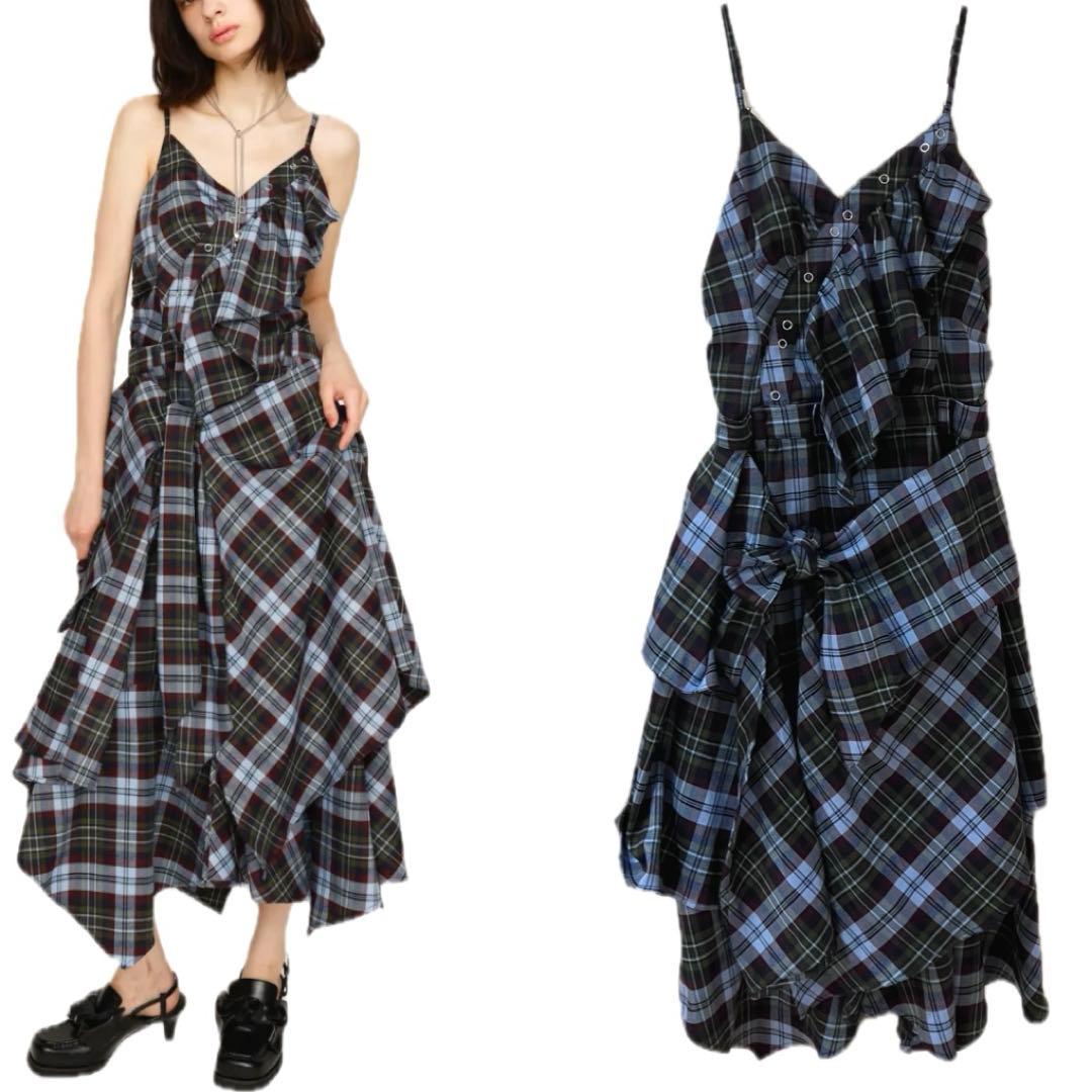 【美品】SLY ASYMMETRY HEM CAMI ロングワンピース チェック