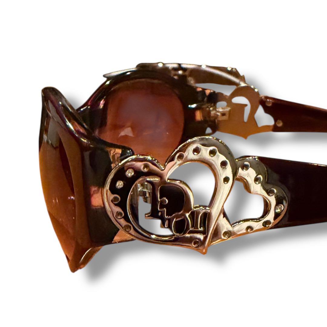 ディオール Dior サングラス ハート　パープル　紫　y2k ラインストーン