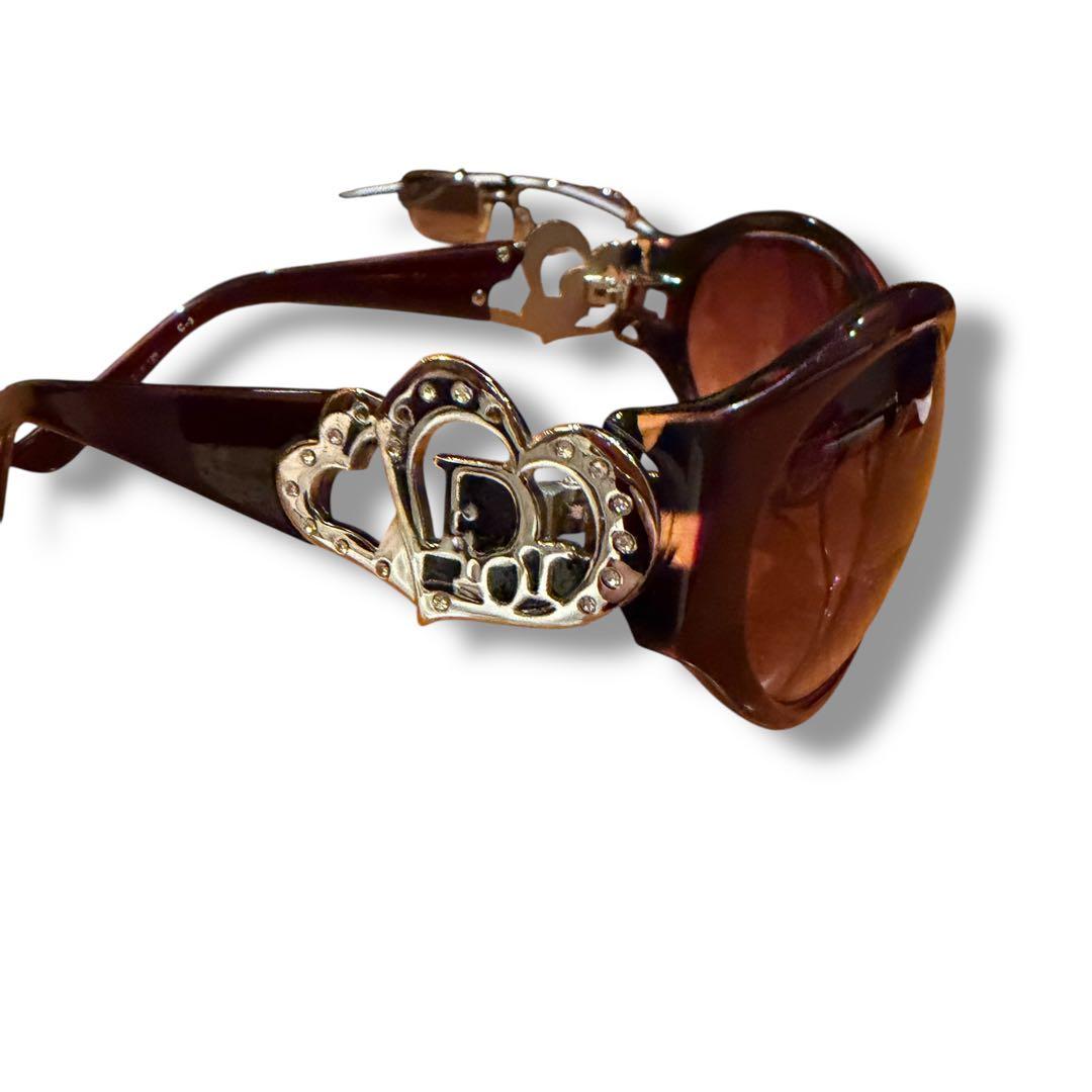 ディオール Dior サングラス ハート　パープル　紫　y2k ラインストーン